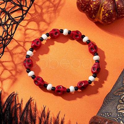 Synthetic Turquoise & Glass Seed Beads Bracelets BJEW-JB12170-02-1