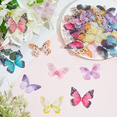 60Pcs 12 Styles 3D Gauze Butterfly Ornament Accessories FIND-SP0020-64C-1