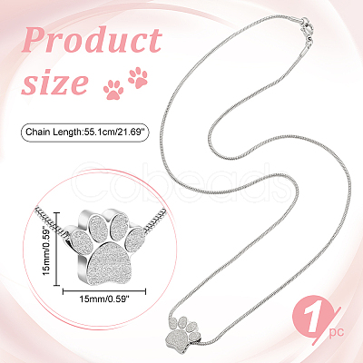Paw Print Urn Ashes Necklace NJEW-WH0024-01S-1