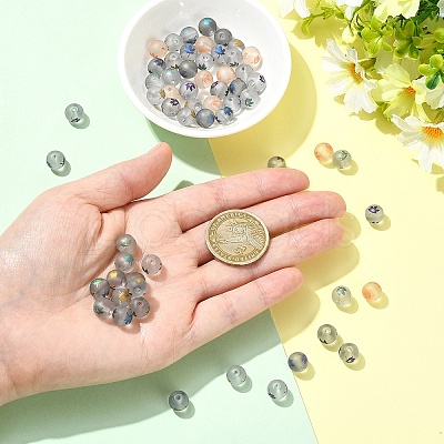 60Pcs 6 Colors Autumn Theme Electroplate Transparent Glass Beads EGLA-YW0005-68-1
