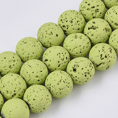 Spray Painted Natural Lava Rock Beads Strands G-N0324-D-08-1