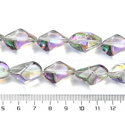 Half Rainbow Plated Electroplate Transparent Glass Beads Strands EGLA-E060-01A-HR02-1
