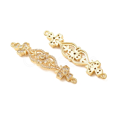 Brass Micro Pave Clear Cubic Zirconia Connector Charms CU-CBA4579-23G-1
