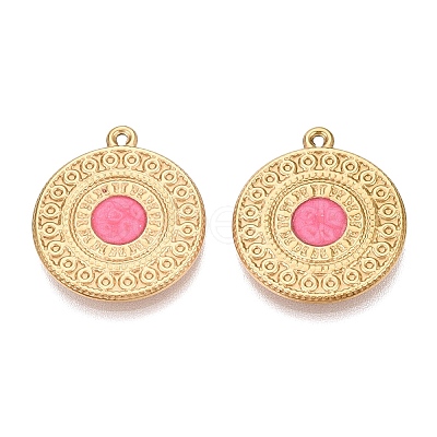 303 Stainless Steel Enamel Pendants STAS-Q110-39G-04-1