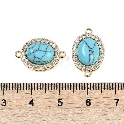 Synthetic Turquoise Oval Connector Charms KK-U043-50G-03-1