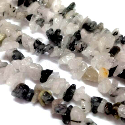 Natural Rutilated Quartz Chips Beads Strands F010-1