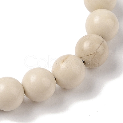 8mm Round Natural Fossil Braided Bead Bracelets BJEW-C067-01B-26-1