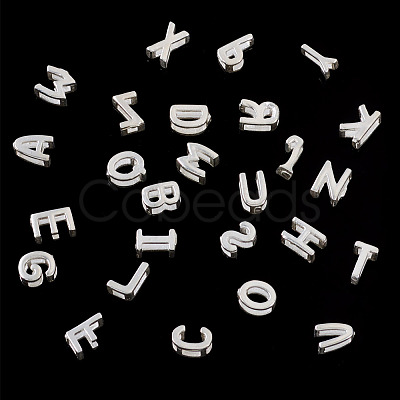 6Pcs 925 Sterling Silver Hollow Initial Beads STER-TA0001-53O-1