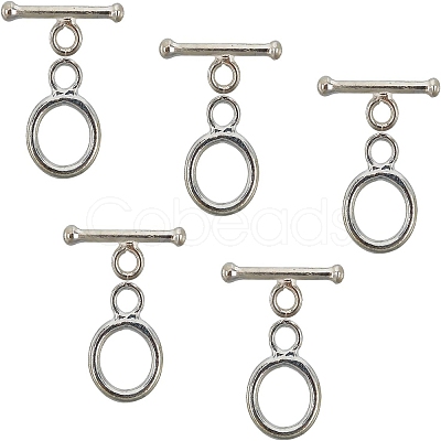 5Pcs 925 Sterling Silver Toggle Clasps STER-CA0001-09-1