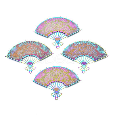 Ion Plating(IP) 304 Stainless Steel Filigree Pendants STAS-T057-60-1