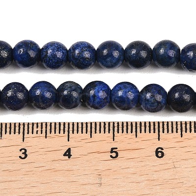 Dyed Natural Lapis Lazuli Round Beads Strands G-M169-6mm-05-1