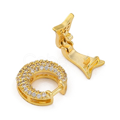 Brass Micro Pave Clear Cubic Zirconia Fold Over Clasps KK-A230-17G-1