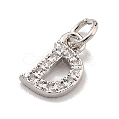 Initial Letter Brass with Cubic Zirconia Charms KK-Q814-26D-P-1