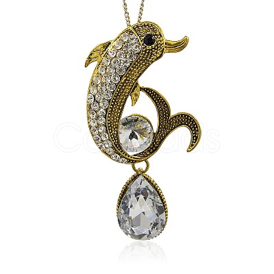 Alloy Rhinestone Big Pendants TIBE-M001-140AG-1