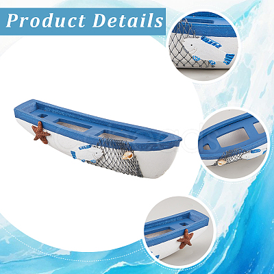 Mediterranean-style Wood Sailboat Miniature Model Decorations DJEW-WH20816-008A-1