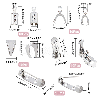 ARRICRAFT 50Pcs 5 Styles 304 Stainless Steel Column Cord Ends STAS-AR0001-14-1