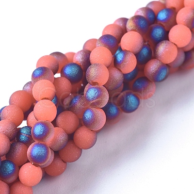 Electroplated Frosted Glass Bead Strands EGLA-G071-B03-1
