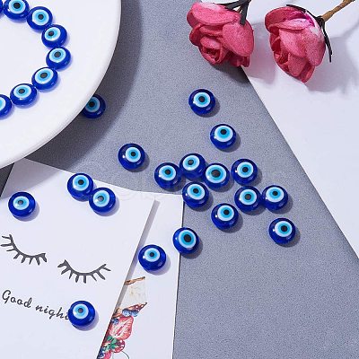 Handmade Evil Eye Lampwork Beads Strands LAMP-NB0001-04-1