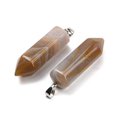 Natural Banded Agate Pendants GG-CBAA0EE-02P-01-1