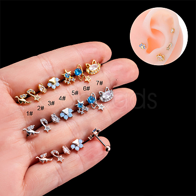 316L Stainless Steel Cubic Zirconia Cartilage Earrings for Women WGF6ABA-03-1