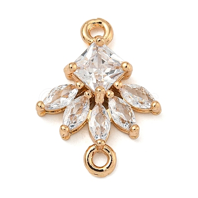 Brass Pave Clear Cubic Zirconia Connector Charms ZIRC-U004-02G-01-1