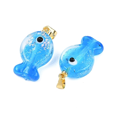Handmade Dichroic Foil Lampwork Pendants X1-DICH-G001-01G-09-1
