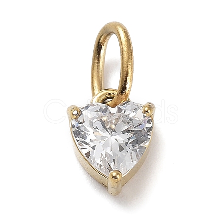 316 Stainless Steel Micro Pave Cubic Zirconia Charms ZIRC-P108-01G-D-1
