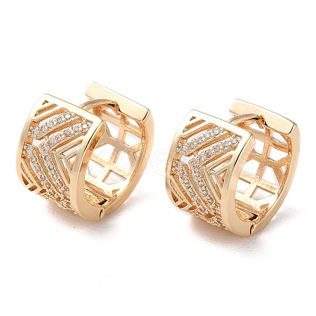 Rack Plating Brass Micro Pave Cubic Zirconia Thick Hoop Earrings EJEW-P238-08KCG-1
