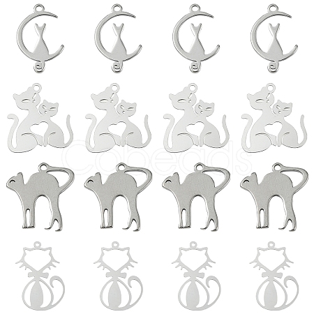 40Pcs 4 Styles 201 Stainless Steel Pendants STAS-YW0002-62P-1
