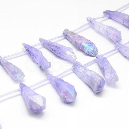 Electroplated Natural Quartz Crystal Beads Strands G-G890-B-02-1