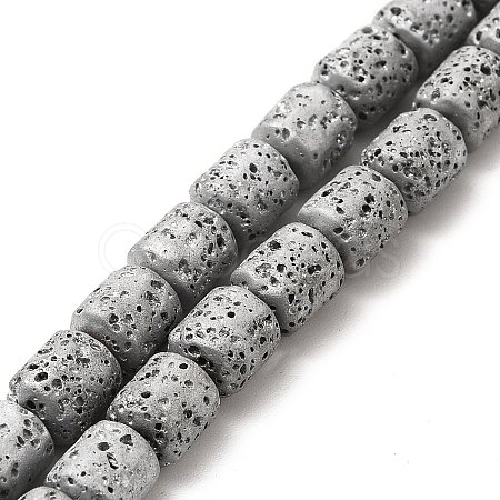 Electroplated Natural Lava Rock Beads Strands G-G984-16A-1