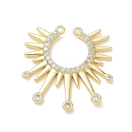 Brass Micro Pave Clear Cubic Zirconia Connector Charms CU-CBAEC29-01G-1