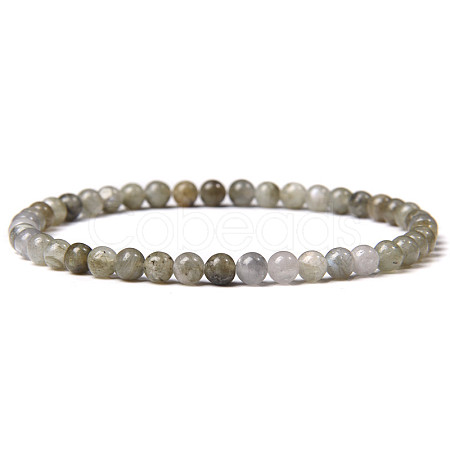 4mm Round Natural Labradorite Beads Bracelet for Men KG3069-19-1