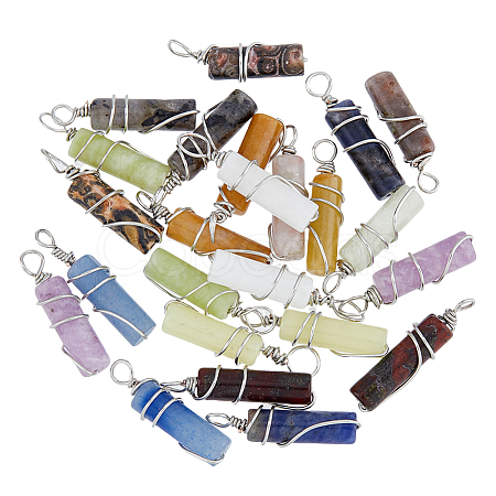 SUPERFINDINGS 24Pcs 12 Style Natural Gemstone Pendants FIND-FH0006-41-1