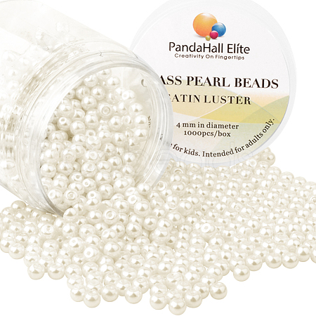 Pearlized Eco-Friendly Dyed Glass Pearl Round Bead HY-PH0002-04-B-1