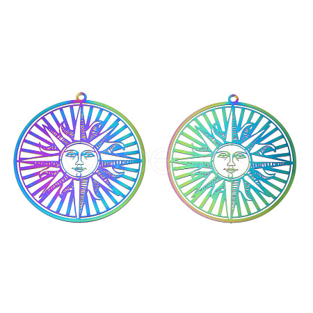 Ion Plating(IP) 201 Stainless Steel Filigree Big Pendants STAS-S118-079-1