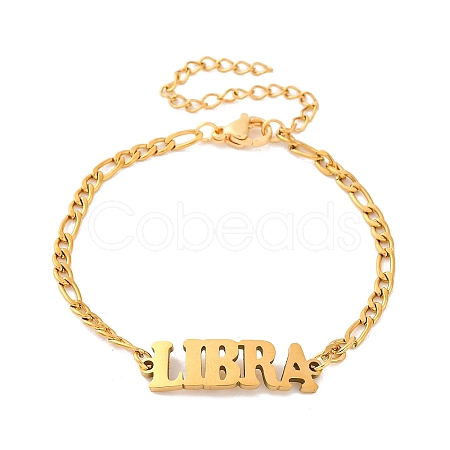 Constellation 202 Stainless Steel Figaro Chain Link Bracelets for Women Men AJEW-U006-01J-1