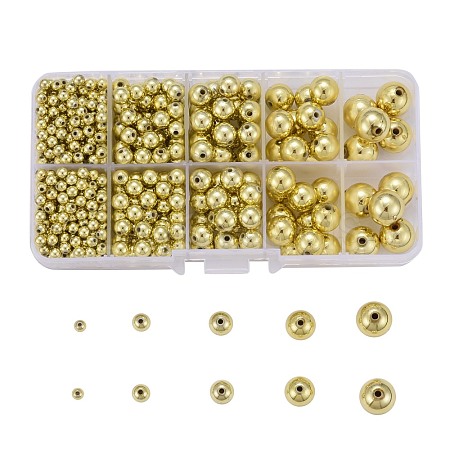 5 Sizes Plating Acrylic Beads PACR-LS0001-01G-1