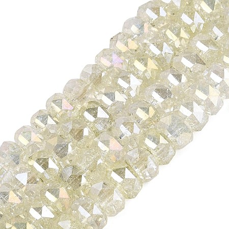 Electroplate Transparent Crackle Glass Beads Strands EGLA-Q135-01A-B04-1