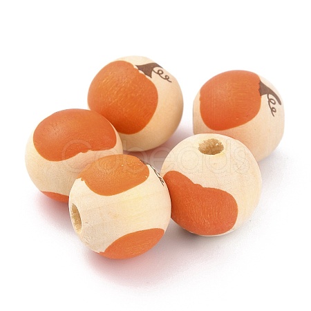 Autumn Theme Natural Wooden Beads X-WOOD-O005-03D-1