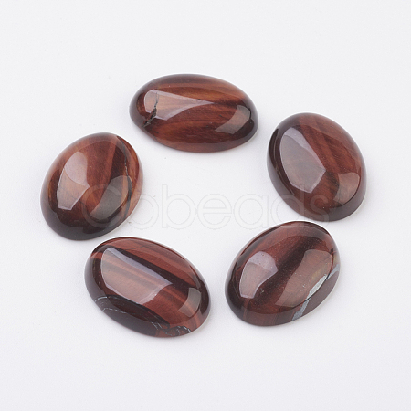 Natural Dyed & Heated Red Tiger Eye Flat Back Cabochons X-G-G741-30x40mm-13-1