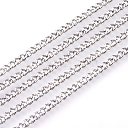 Non-Tarnish 3.28 Feet 201 Stainless Steel Curb Chains X-CHS-L017-22B-1