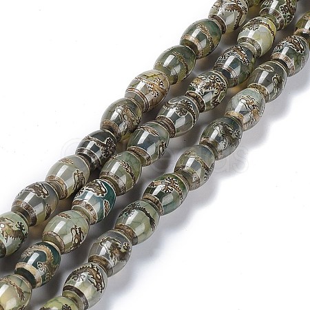 Tibetan Style dZi Beads Strands TDZI-E005-01D-1