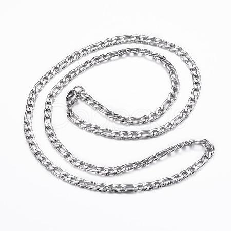 Non-Tarnish 304 Stainless Steel Figaro Chain Necklaces NJEW-H445-18P-1