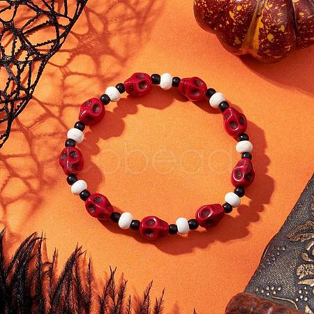 Synthetic Turquoise & Glass Seed Beads Bracelets BJEW-JB12170-02-1