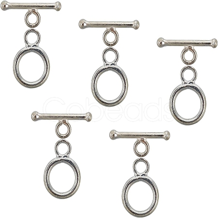 5Pcs 925 Sterling Silver Toggle Clasps STER-CA0001-09-1