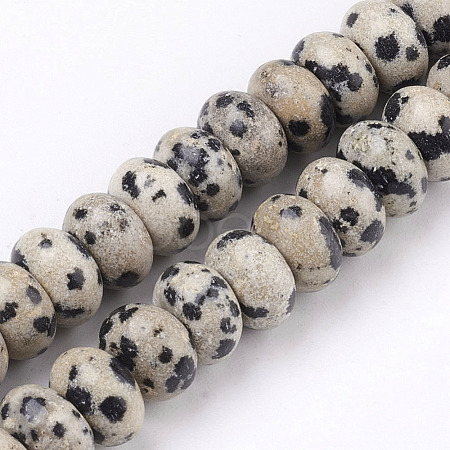Natural Dalmatian Jasper Beads Strands G-O162-02-5x8mm-1