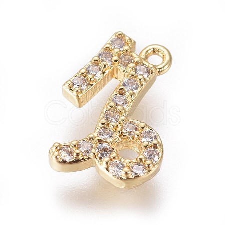 Golden Plated Brass Micro Pave Cubic Zirconia Charms ZIRC-L075-51F-1