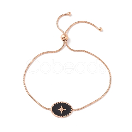 Enamel Oval with Star Link Slider Bracelet with Snake Chain for Women STAS-P302-11KCG-1