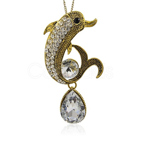 Alloy Rhinestone Big Pendants TIBE-M001-140AG-1